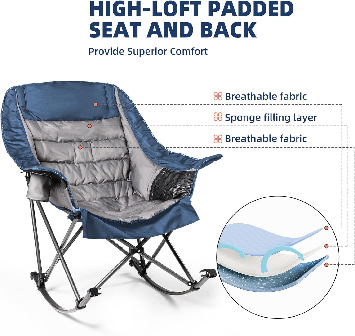 Adult Oversized Rocking Camp Chair