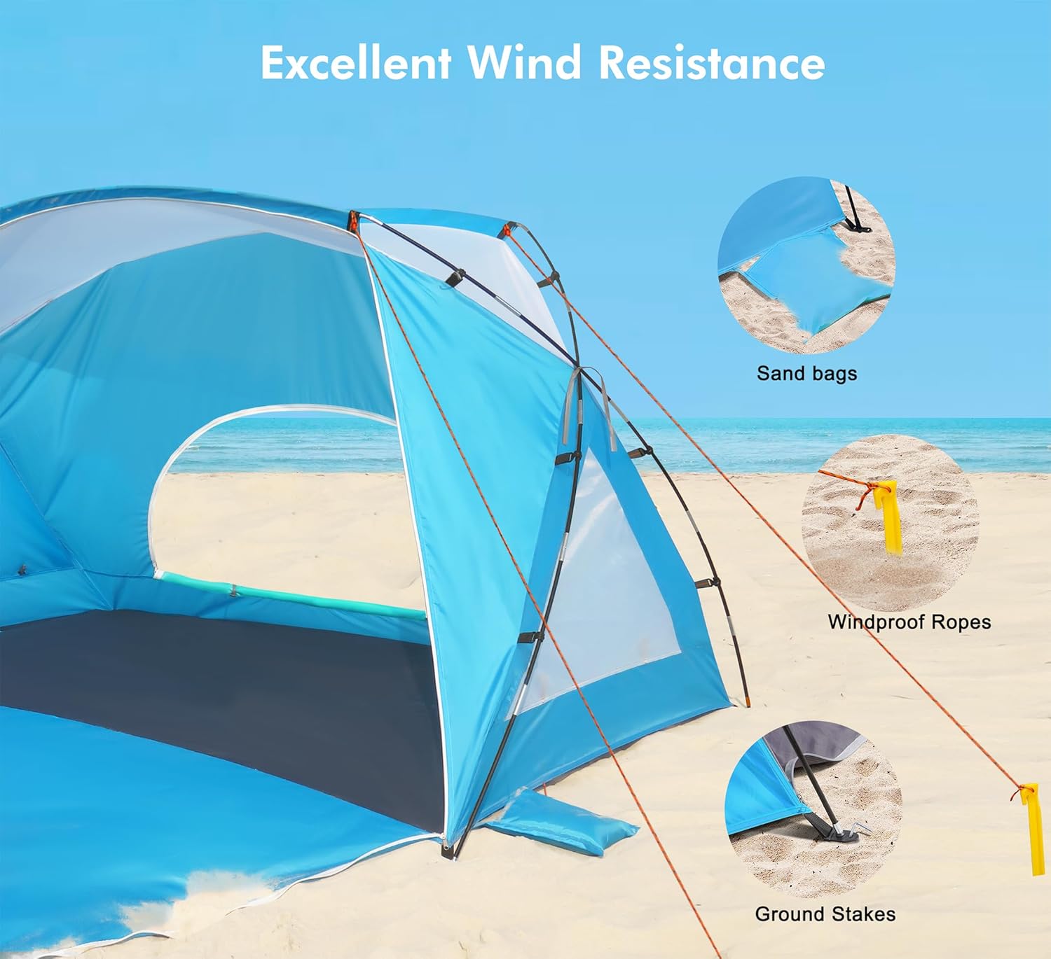 Beach tent, portable sunshade canopy