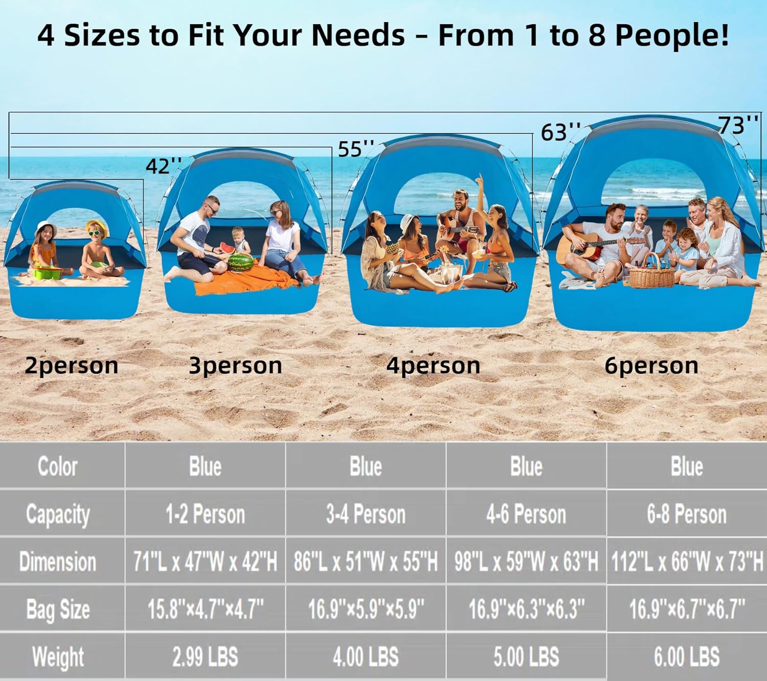 Beach tent, portable sunshade canopy