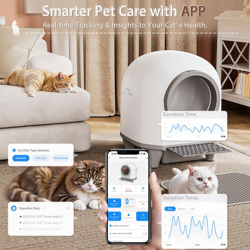 Smart Low-Noise Self-Cleaning Cat Litter Box — Safe, Quiet & App-Controlled