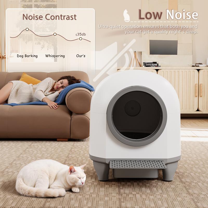 Smart Low-Noise Self-Cleaning Cat Litter Box — Safe, Quiet & App-Controlled